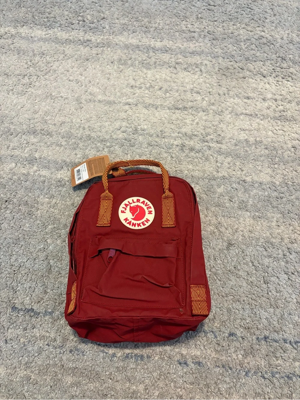 NWT Fjallraven Kanken Mini Backpack Ox Red Goose Eye Pattern 23561 7L